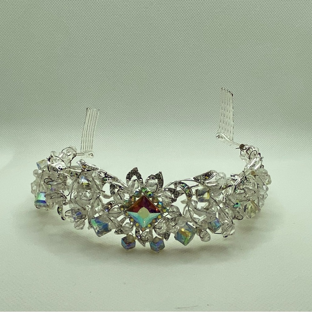 Beautiful Crystal Wedding Crown Tiara for Bride, with subtle glow stone details